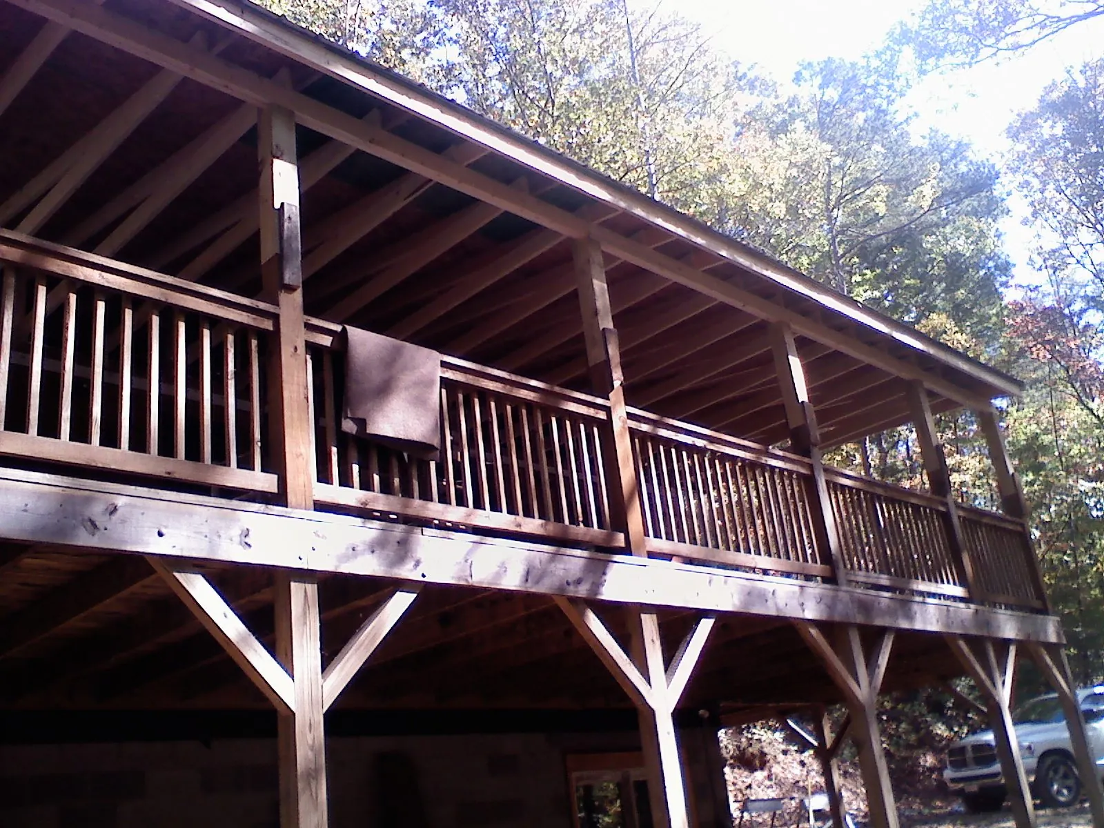 Timber framing under a new elevated porch and deck — Roof Leak Repair in Delavan by Roofing Brothers